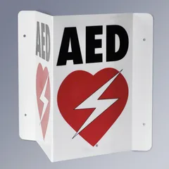 RespondER flexible AED wall sign in three-direction display position