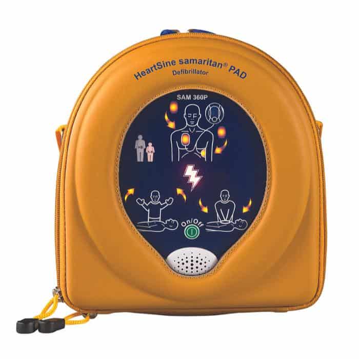 HeartSine Samaritan PAD 360P AED in its carrying case